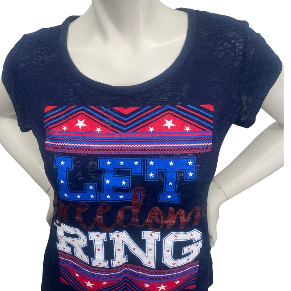 Made in the USA Junior Let Freedom Ring Graphic Tee SS Navy Red White S L 11-13